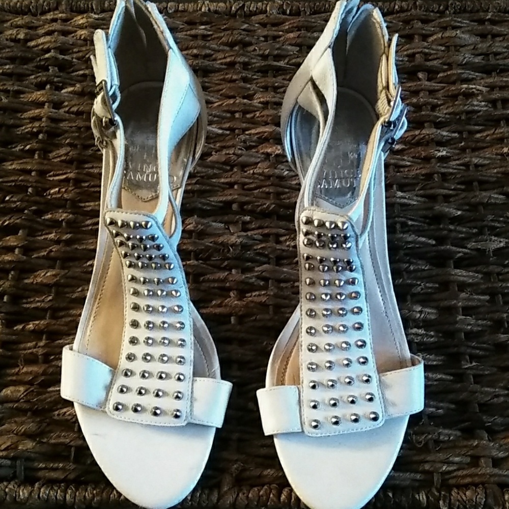 Vince Camuto White Studded Sandals